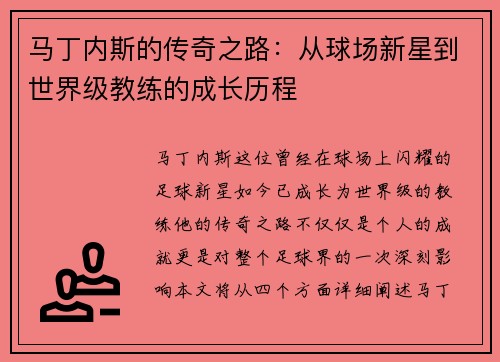 马丁内斯的传奇之路：从球场新星到世界级教练的成长历程